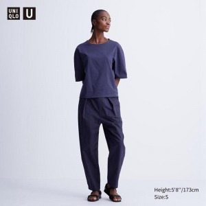 Uniqlo Parachute Cropped (Long) Women Trousers Blue US | PFHG-85127