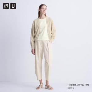 Uniqlo Parachute Cropped (Long) Women Trousers Natural US | FBLA-02156