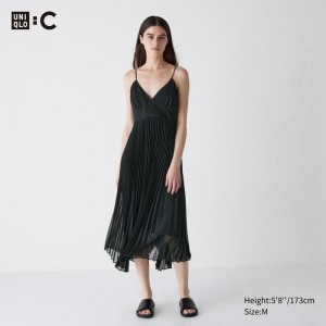 Uniqlo Pleated Camisole (Dot) Women Dress Black US | SGRY-50316