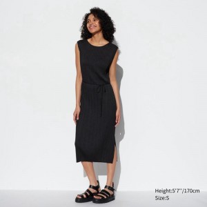 Uniqlo Pleated (Sleeveless) Women Dress Black US | KCIT-90132