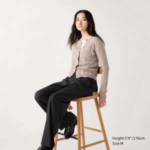 Uniqlo Pleated Wide (Long) Women Trousers Black US | ILTY-58643