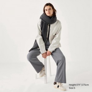 Uniqlo Pleated Wide (Long) Women Trousers Grey US | URGV-83560