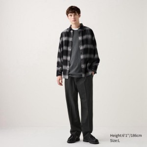 Uniqlo Pleated Wide Men Trousers Black US | RAPS-41230