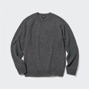 Uniqlo Premium Lambswool Crew Neck Men Jumper Grey US | VLFX-76201