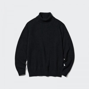 Uniqlo Premium Lambswool Men Jumper Black US | GQOE-15938