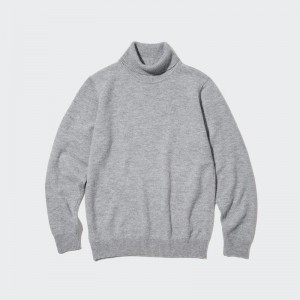 Uniqlo Premium Lambswool Men Jumper Grey US | HVCY-59631