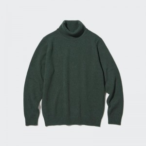 Uniqlo Premium Lambswool Men Jumper Olive US | NABF-15934