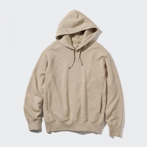 Uniqlo Pullover Men Hoodie Beige US | MISE-95308