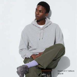 Uniqlo Pullover Men Hoodie Grey US | VTRM-89514