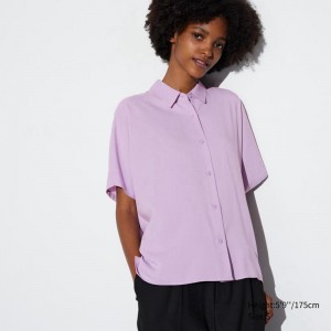 Uniqlo Rayon Women Blouse Purple US | SAIV-03415