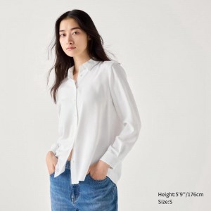 Uniqlo Rayon Women Blouse White US | BZWG-23619