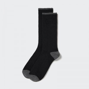 Uniqlo (Ribbed, Colour Block) Men Socks Black US | WFDL-12698