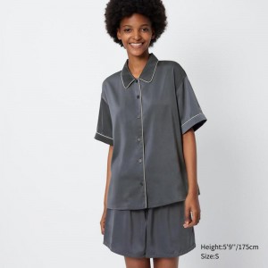 Uniqlo Satin (Short Sleeve) Women Pyjamas Grey US | FSLV-07913