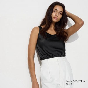 Uniqlo Satin (Sleeveless) Women Blouse Black US | KJYU-04876