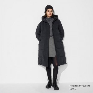 Uniqlo Seamless Down Long Women Coats Black US | LUKR-16743