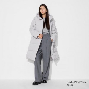 Uniqlo Seamless Down Long Women Coats Light Grey US | GQYO-78931