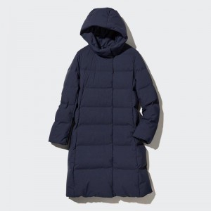 Uniqlo Seamless Down Long Women Coats Navy US | MQYO-98452