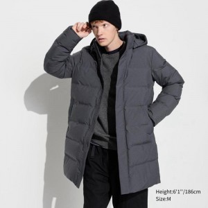 Uniqlo Seamless Down Men Coat Grey US | CAWS-29846