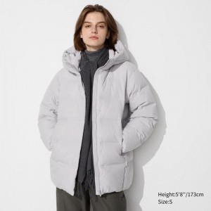 Uniqlo Seamless Down Short Women Coats Light Grey US | MLJQ-21865