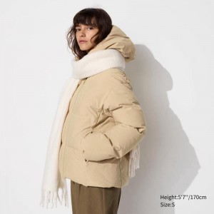 Uniqlo Seamless Down Women Parka Beige US | JXGV-09528