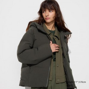 Uniqlo Seamless Down Women Parka Dark Green US | JQFT-58301