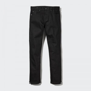 Uniqlo Selvedge Stretch Slim Fit Men Jeans Black US | RQMO-75269