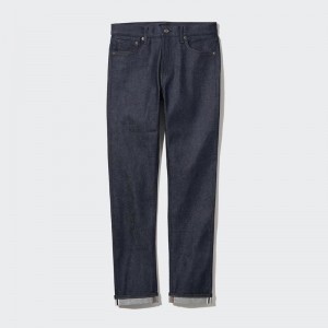 Uniqlo Selvedge Stretch Slim Fit Men Jeans Navy US | OZJB-89643