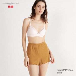 Uniqlo Sheer Lounge Women Shorts Brown US | TXGQ-20465