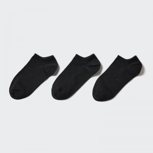 Uniqlo Short (3 Pairs) Women Socks Tights Black US | VPTS-78413