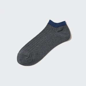 Uniqlo Short (Ribbed) Men Socks Dark Grey US | AEZB-35479