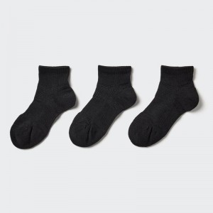 Uniqlo Short (Sports, Pile, 3 Pairs) Women Socks Tights Black US | HEOT-70342