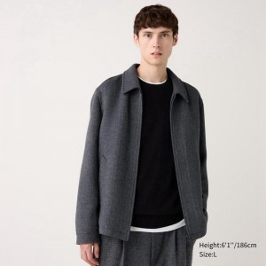 Uniqlo Single Collar Short Blouson Men Jackets Grey US | HKCG-70236