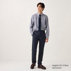 Uniqlo Slim Fit Chino Men Trousers Navy US | IHMQ-19725