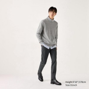 Uniqlo Slim Fit Chino (Short) Men Trousers Dark Grey US | HJKR-71836