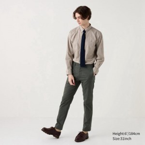 Uniqlo Slim Fit Chino (Short) Men Trousers Olive US | AZFW-29613