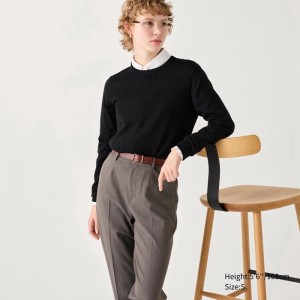 Uniqlo Smart Ankle (Check) Women Trousers Brown US | PXFI-45173