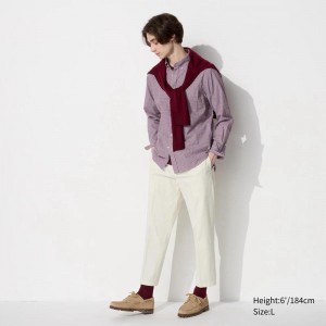 Uniqlo Smart Ankle (Cotton) Men Trousers Off White US | XLTY-50263