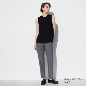 Uniqlo Smart Ankle Length (Long) Women Trousers Grey US | KPMZ-10594