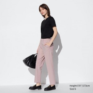 Uniqlo Smart Ankle Length (Long) Women Trousers Pink US | HDRF-53274