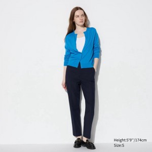 Uniqlo Smart Ankle Length (Long) Women Trousers Navy US | PQCM-98260