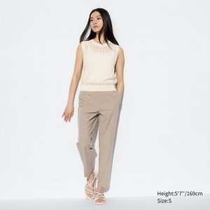 Uniqlo Smart Ankle Length Women Trousers Beige US | VHIN-24983