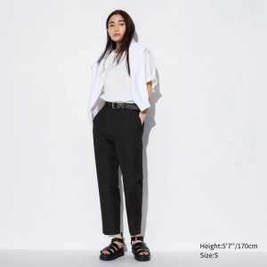 Uniqlo Smart Ankle Length Women Trousers Black US | HNDL-13460