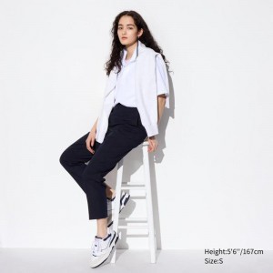 Uniqlo Smart Ankle Length Women Trousers Navy US | UIQZ-29481