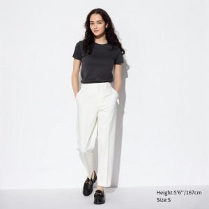 Uniqlo Smart Ankle Length Women Trousers White US | SMXC-57618