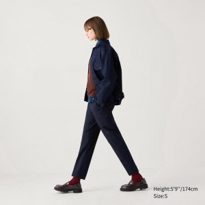 Uniqlo Smart Ankle (Long) Women Trousers Navy US | OBES-28435