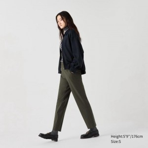 Uniqlo Smart Ankle (Long) Women Trousers Olive US | JHUN-13502