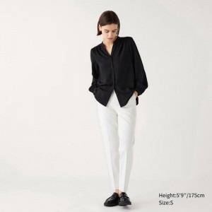 Uniqlo Smart Ankle (Long) Women Trousers White US | ZRGJ-65384