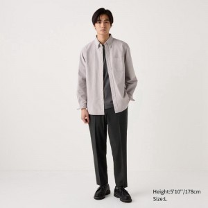 Uniqlo Smart Ankle Men Trousers Black US | NQIV-83659