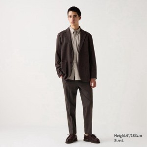 Uniqlo Smart Ankle Men Trousers Dark Brown US | HAND-57806