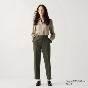 Uniqlo Smart Ankle Women Trousers Olive US | EQGR-54687